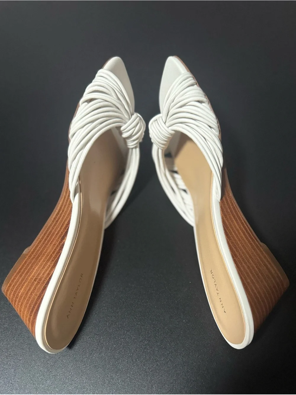 Ann Taylor Women’s White Knotted Strappy Wedge Sandal Size 9M